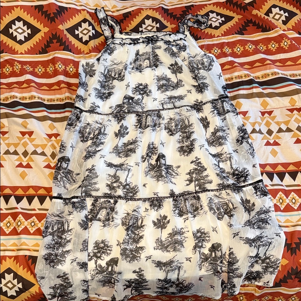 Black & White Toile Tiered Sundress